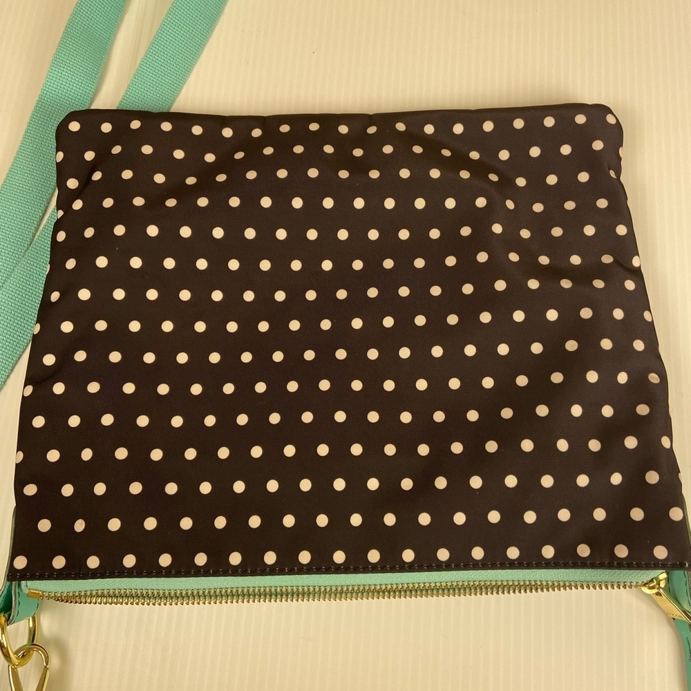 Fossil Black Polka Dot Coated Crossbody Aqua Strap Water Resistant - Picture 15 of 16